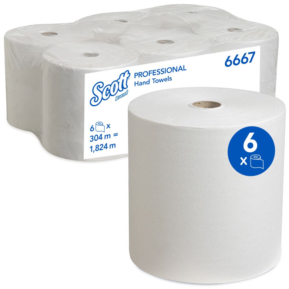 KC Scott® Rolled Hand Towels 6667 – 6 x 304m White 1 KC Scott® Rolled Hand Towels 6667