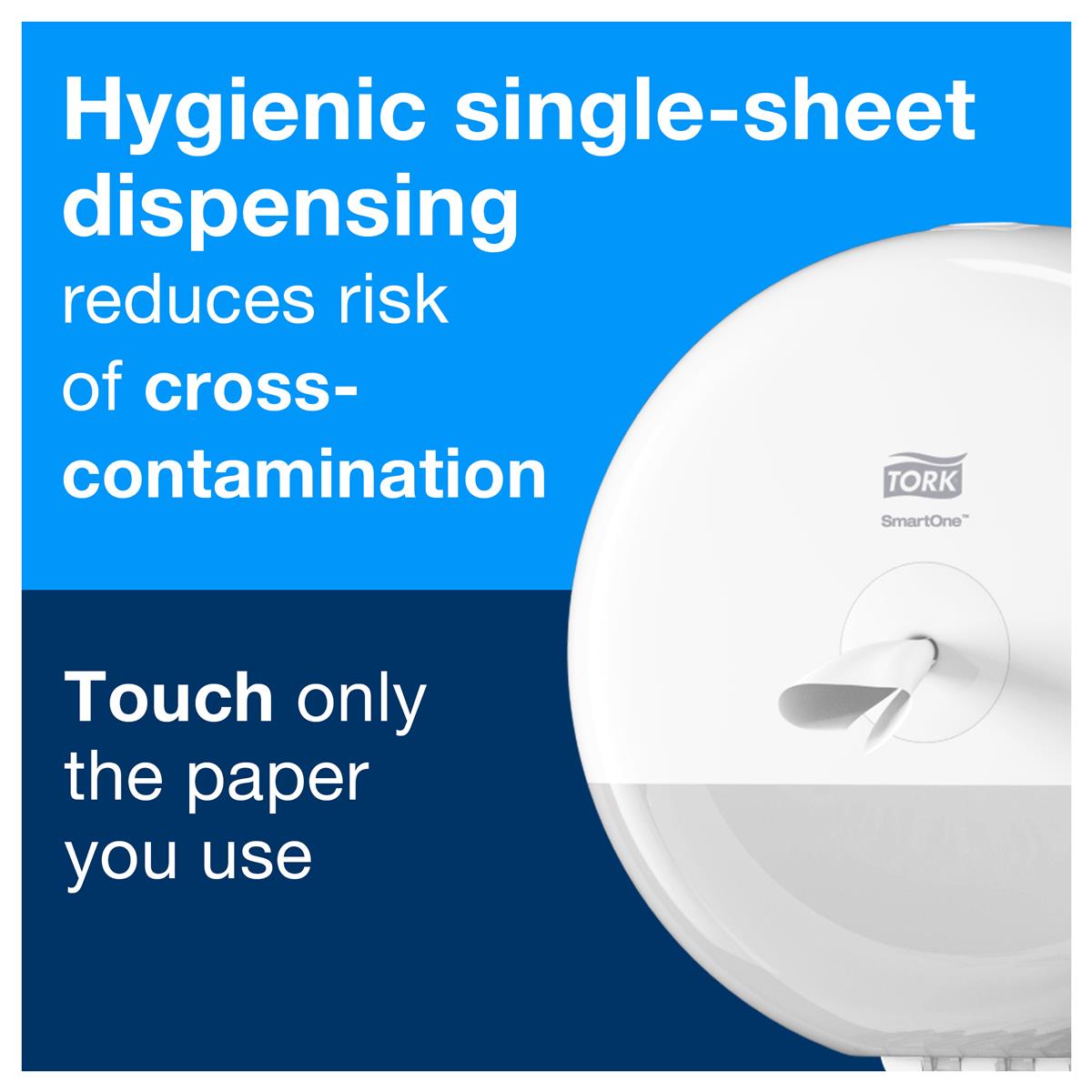 Tork SmartOne White Mini Toilet Roll 2Ply (PK of 12) 4 Tork SmartOne White Mini Toilet Roll 2Ply (PK of 12) - Image 4