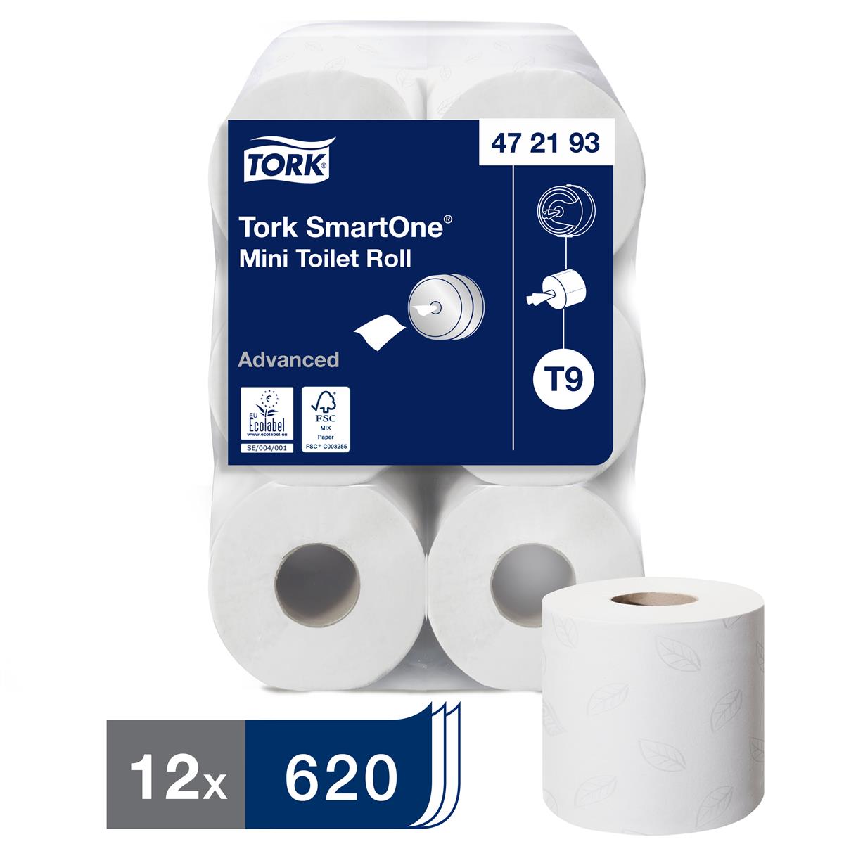 Tork SmartOne White Mini Toilet Roll 2Ply (PK of 12) 1 Tork SmartOne White Mini Toilet Roll 2Ply (PK of 12)