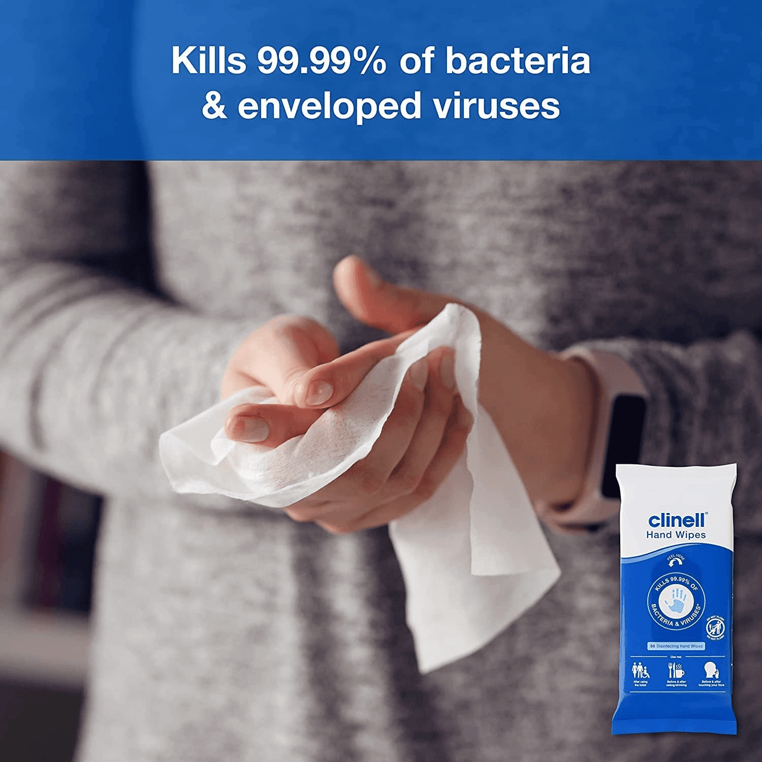 Clinell Antimicobial Hand Wipes (Pk20) 2 Clinell Antimicobial Hand Wipes (Pk20) - Image 2