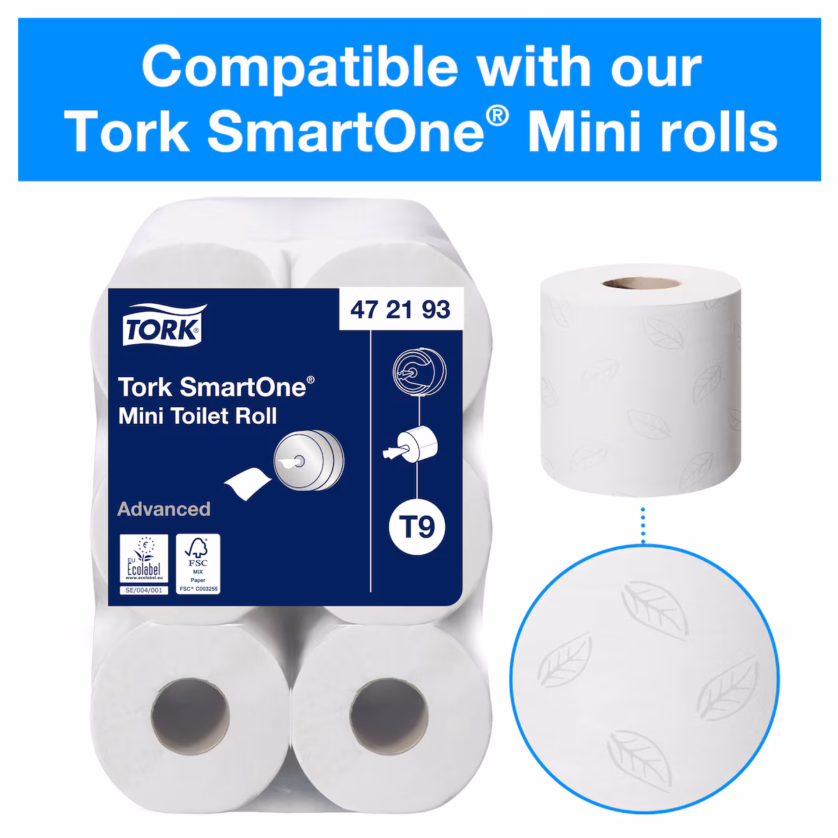 Tork SmartOne® Mini Twin Toilet Roll Dispenser White T9 5 Tork SmartOne® Mini Twin Toilet Roll Dispenser White T9 - Image 5